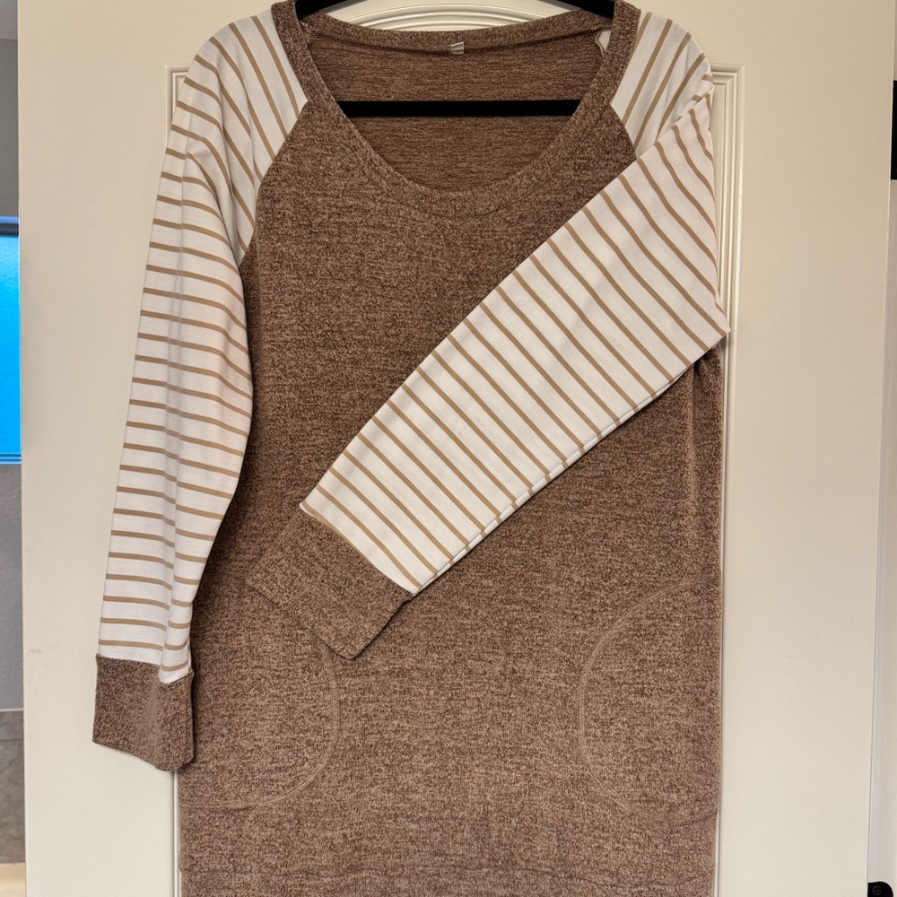 Beige Long Sleeve Top XL